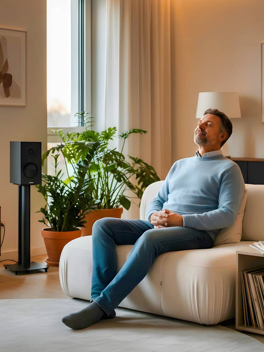 heimkinobau-akustik-optimierung-teaser-01-compr Ein Mann genießt die Akustik-Optimierung in seinem Wohnraum
