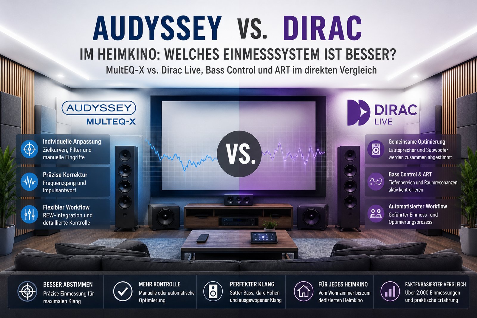 Audyssey vs. Dirac im Heimkino – Vergleich von MultEQ-X, Dirac Live, Bass Control und ART